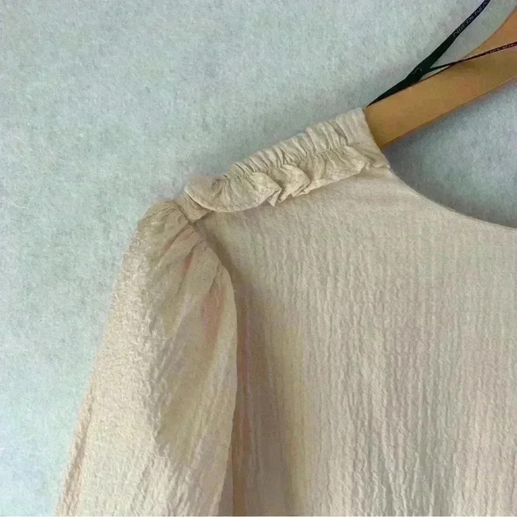 CALVIN KLEIN Womens Pink Stretch Textured Ruffled 3/4 Sleeve Midi‎ Dress Size 14 - Picture 11 of 14